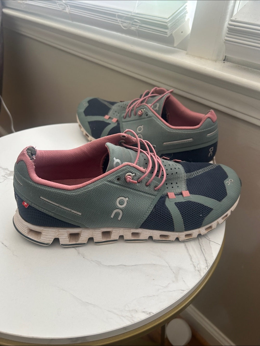 On Running Women's Sneakers in Sage, Navy and Dusty Pink